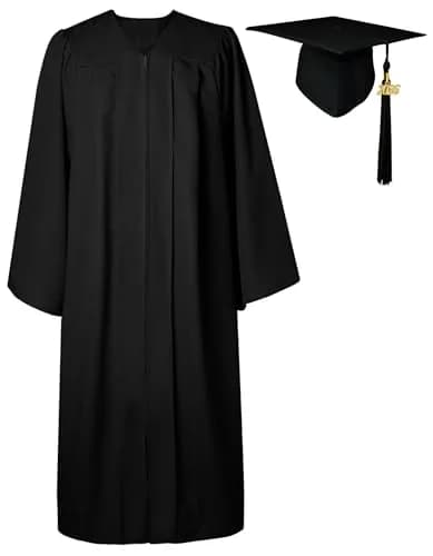 GraduatePro Unisex Adult Graduation Cap and Gown Set 2026 Black | Classic Polyester, 60" Gown, Fits 6'3"-6'5" thumbnail 1