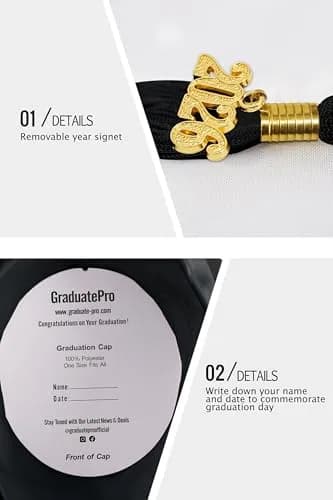 GraduatePro Unisex Adult Graduation Cap and Gown Set 2026 Black | Classic Polyester, 60" Gown, Fits 6'3"-6'5" thumbnail 5
