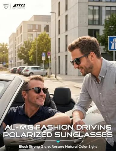 ATTCL Men's Driving Polarized Rimless Sunglasses Aluminum-Mg Frame Ultra Light 8-188 Black | UV400 Protection, Anti-Glare, Stylish thumbnail 2