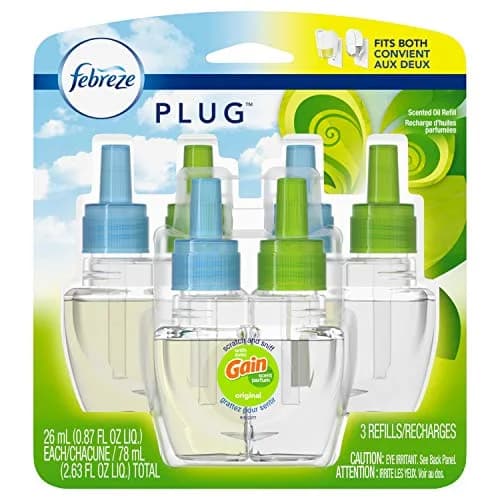 Febreze Plug Air Freshener Refill, Gain Original Scent, 3 Count | Cleans Odors for 1200 Hours — OLD Gain Original
