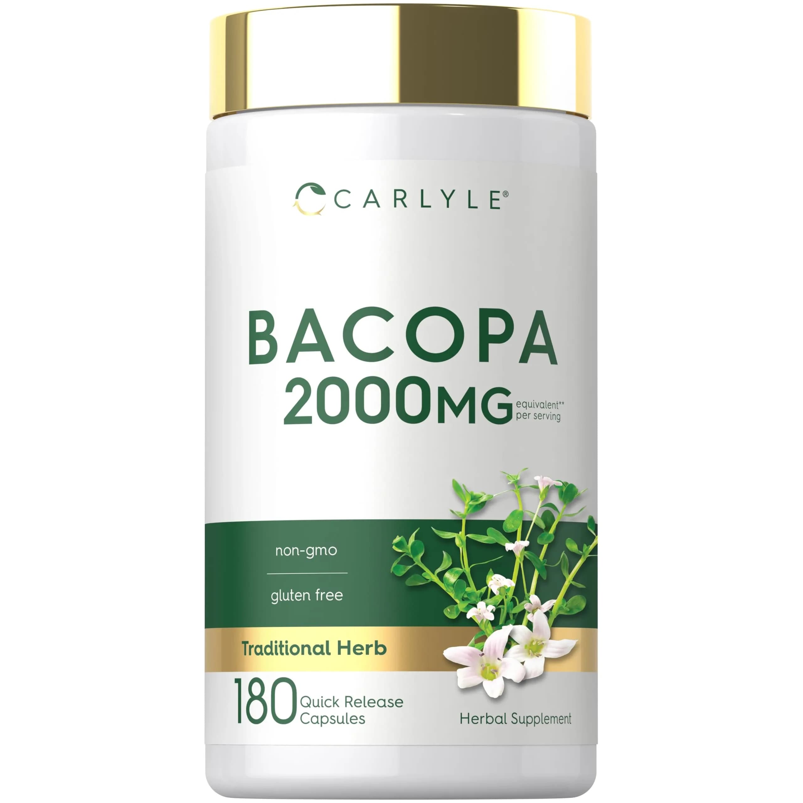 Carlyle Bacopa Monnieri Capsules | 180 Count (Pack of 1) | Gluten Free Supplement