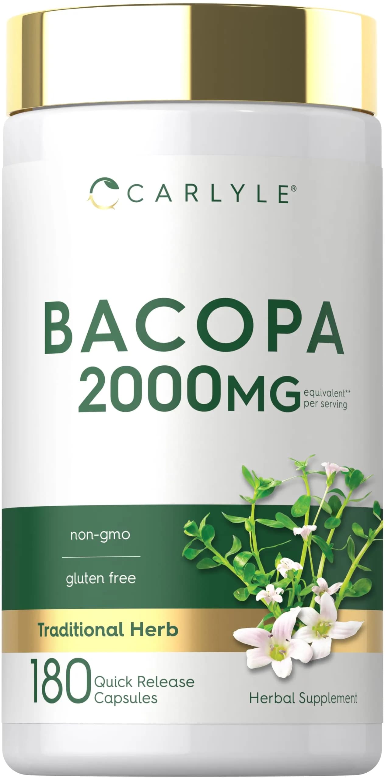 Carlyle Bacopa Monnieri Capsules | 180 Count (Pack of 1) | Gluten Free Supplement - main product image
