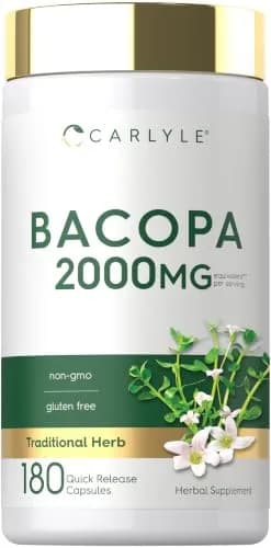 Carlyle Bacopa Monnieri Capsules | 180 Count (Pack of 1) | Gluten Free Supplement thumbnail 1