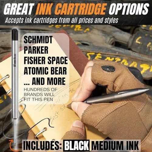 The Atomic Bear Rebel Tactical Pen with Glass Breaker & 2 Ink Cartridges | Writes Smoothly, Lasts a Lifetime thumbnail 4