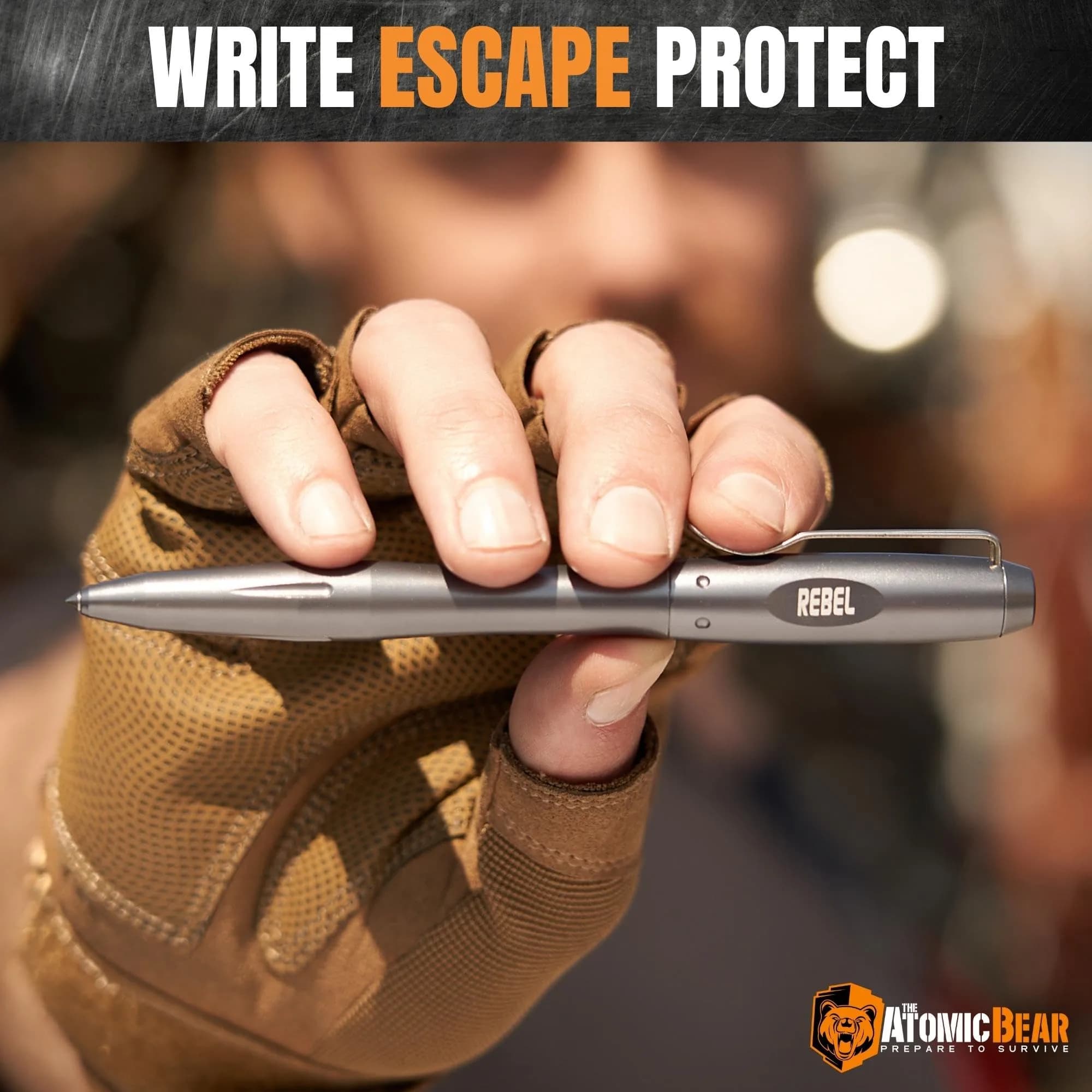 The Atomic Bear Rebel Tactical Pen with Glass Breaker & 2 Ink Cartridges | Writes Smoothly, Lasts a Lifetime - view 6