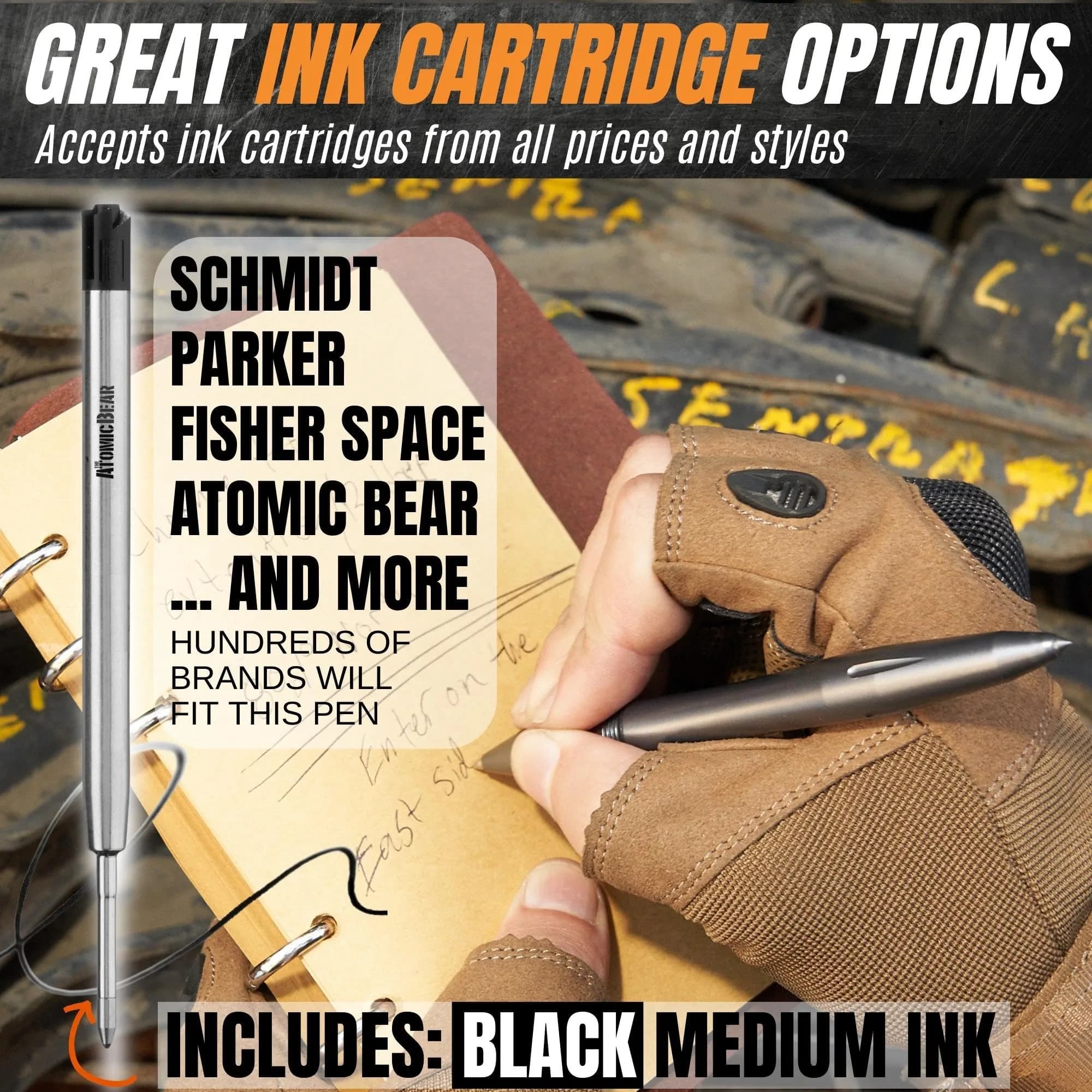 The Atomic Bear Rebel Tactical Pen with Glass Breaker & 2 Ink Cartridges | Writes Smoothly, Lasts a Lifetime - view 4