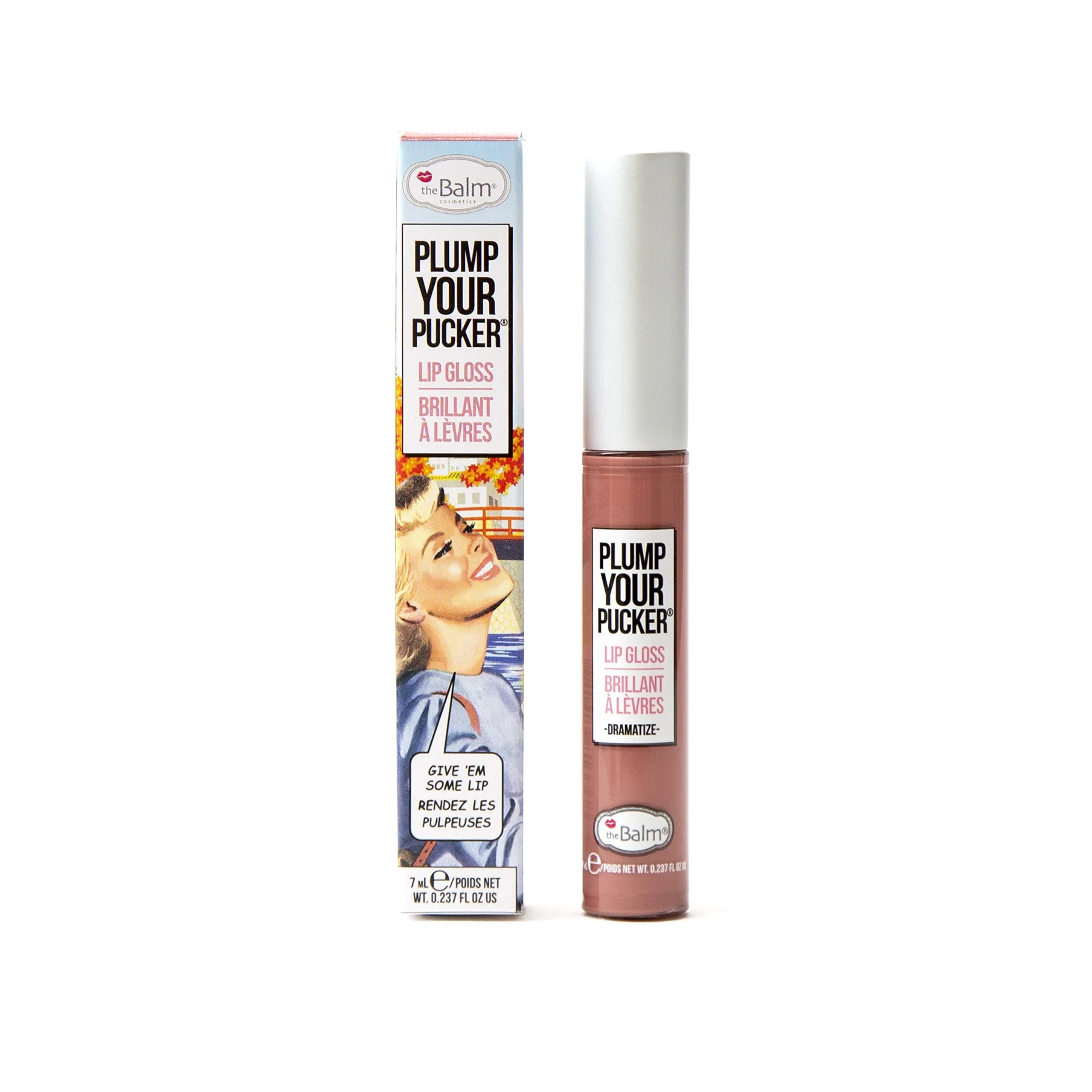 theBalm Plump Your Pucker Lip Gloss, Dramatize | Hydrating, Pigmented, Marine Collagen