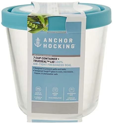Anchor Hocking Trueseal Glass Food Storage Container with Airtight Lid, 7 Cup Tall, Mineral Blue | Microwave & Oven Safe thumbnail 5