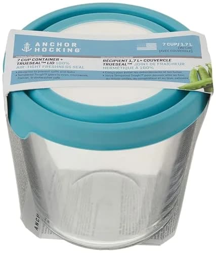 Anchor Hocking Trueseal Glass Food Storage Container with Airtight Lid, 7 Cup Tall, Mineral Blue | Microwave & Oven Safe thumbnail 2