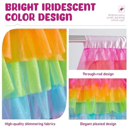Besutolife Rainbow Valance Curtains for Kids Bedroom 52"W x 16"L | Unicorn & Rainbow Window Decor thumbnail 2