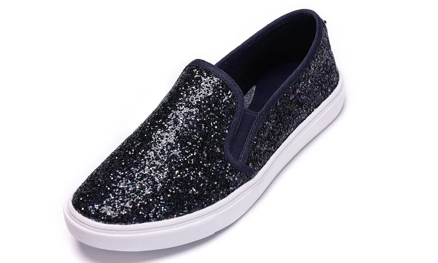 FEVERSOLE Women's Fashion Slip-On Sneakers Navy Size 6 | Trendy & Comfortable Flat Loafers