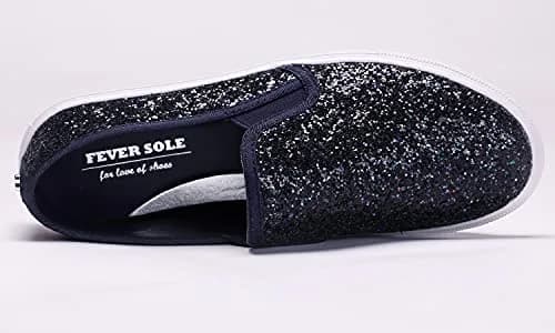 FEVERSOLE Women's Fashion Slip-On Sneakers Navy 8.5 M US | Trendy London Style, Comfortable & Non-Slip thumbnail 5