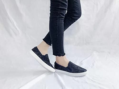 FEVERSOLE Women's Fashion Slip-On Sneakers Navy 8.5 M US | Trendy London Style, Comfortable & Non-Slip thumbnail 2