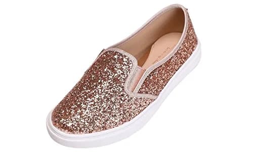 FEVERSOLE Women's Slip-On Sneakers Rose Gold Size 6.5 M US | Fashion Flat Loafers for Women thumbnail 1