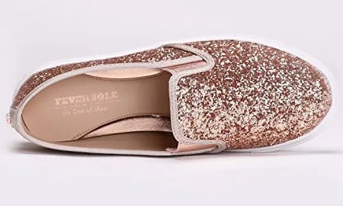 FEVERSOLE Women's Slip-On Sneakers Rose Gold Size 6.5 M US | Fashion Flat Loafers for Women thumbnail 6