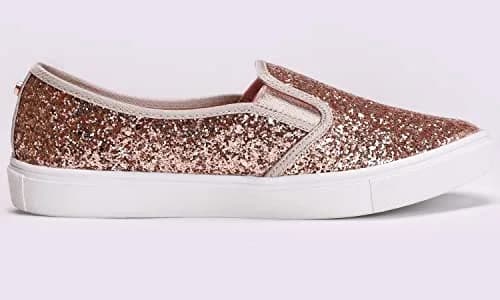FEVERSOLE Women's Fashion Slip-On Sneakers Rose Gold Size 7.5 M US | Casual Flat Loafers with Comfort & Style thumbnail 4