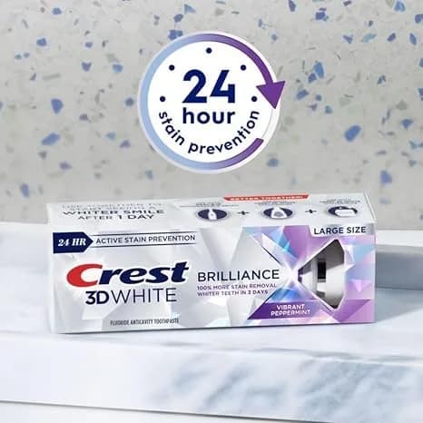Crest 3D White Brilliance Vibrant Peppermint Toothpaste 12.3 oz (360ml) Pack of 3 | Fastest Whitening & Advanced Stain Protection thumbnail 6