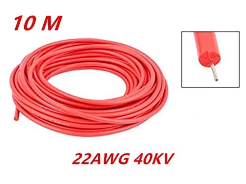 XJSXZC 22AWG 40KV Flexible Silicone Copper Wire Cable 10M (32.8Ft) | High Voltage, Red thumbnail 2
