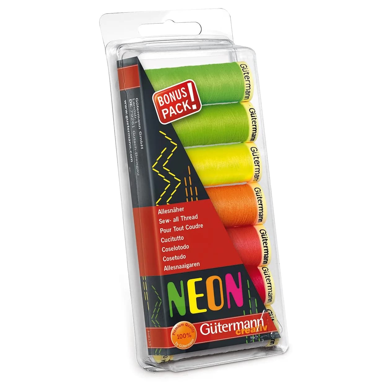 Gutermann Thread Set, Neon, 700m | Bright Polyester Sewing Thread for All Materials