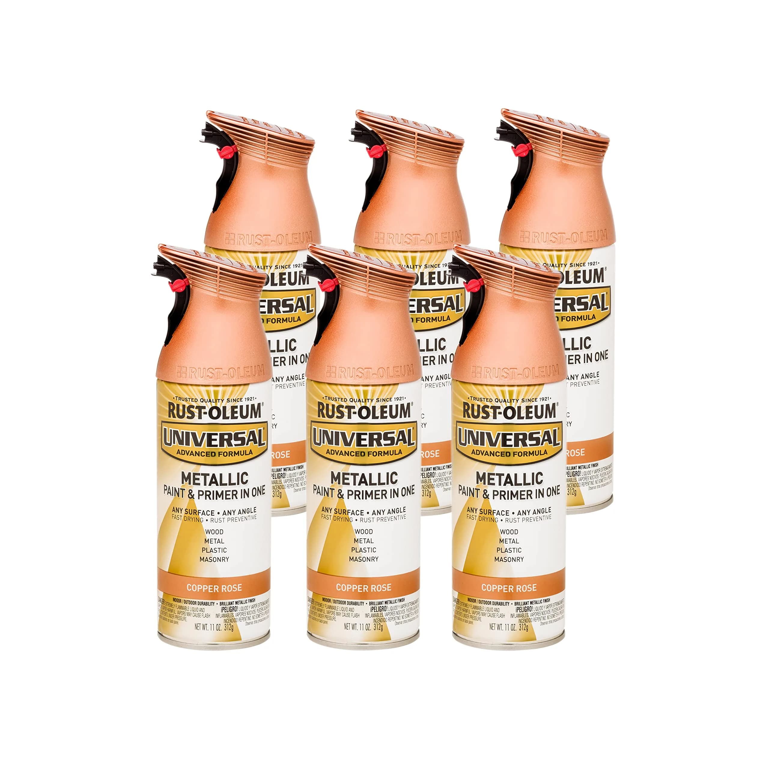 Rust-Oleum Universal All Surface Clear Topcoat Spray, Copper Rose Metallic, 11 oz (Pack of 6) - main product image