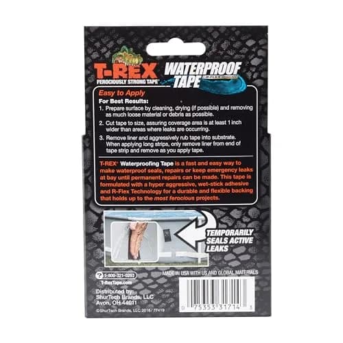T-REX Heavy Duty Waterproof Repair Tape 5 ft (1.52 m) Roll | Bonds Wet, Rough, Dirty Surfaces thumbnail 2