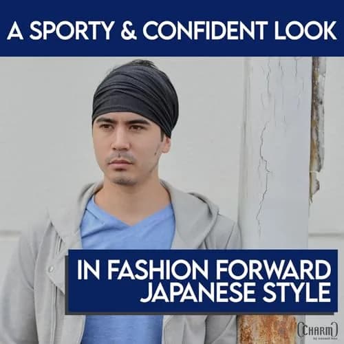 CHARM White Headband for Men, Japanese Style Head Wrap, L | Breathable, Secure Fit, Versatile Head Accessory thumbnail 8