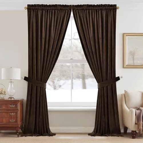 StangH Velvet Blackout Curtains 52"W x 84"L | Thermal Insulation & Privacy (110 characters) thumbnail 2