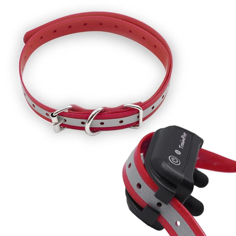 TrainPro Waterproof TPU Replacement Collar Strap for Dog Training Collars, 27.5 in (70 cm) | Universal Fit for Bark, Shock, E-Collars & Fences — Red Reflect