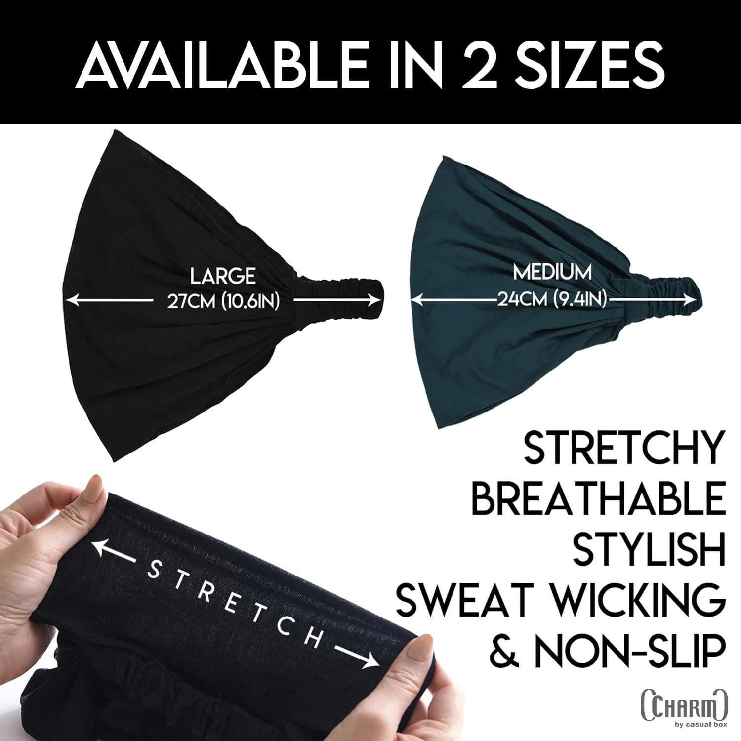 CHARM Dark Gray Headband for Men, Japanese Style Bandana, L | Breathable, Elastic Fit, Versatile for Active & Casual Wear thumbnail 5