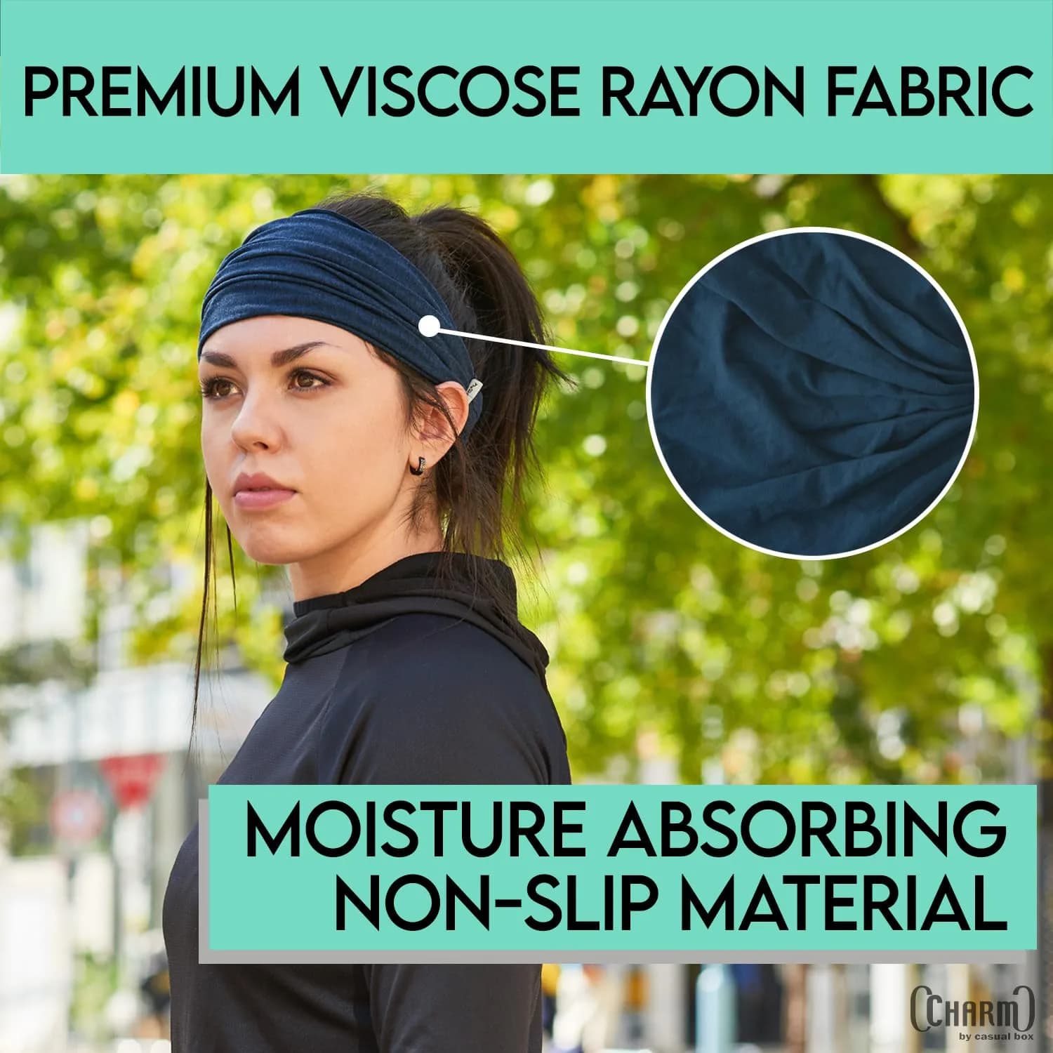 CHARM Dark Gray Headband for Men, Japanese Style Bandana, L | Breathable, Elastic Fit, Versatile for Active & Casual Wear thumbnail 3