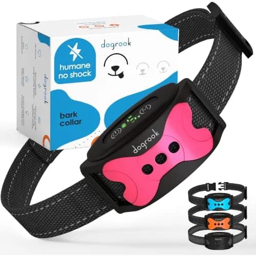 DogRook Humane Rechargeable Bark Collar for Dogs | Beep & Vibration, Waterproof, Pink thumbnail 1