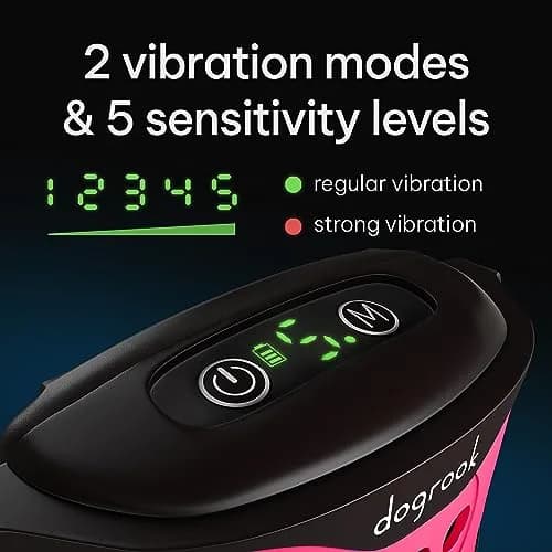 DogRook Humane Rechargeable Bark Collar for Dogs | Beep & Vibration, Waterproof, Pink thumbnail 4