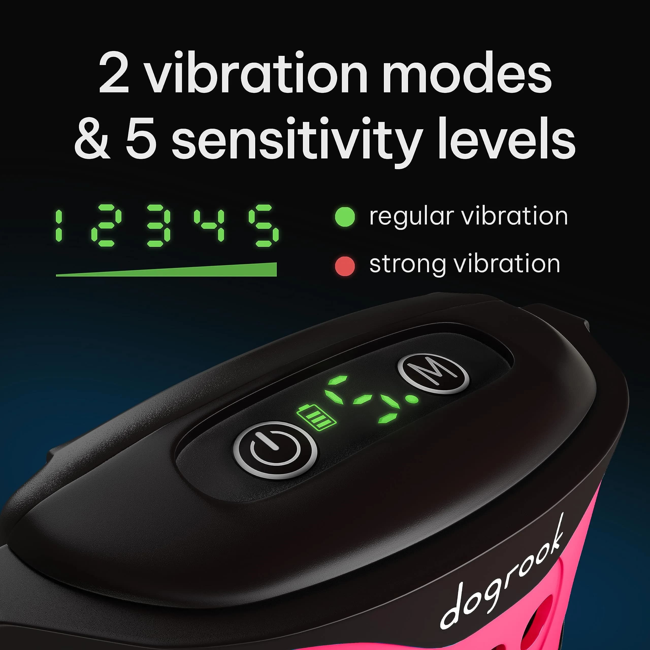 DogRook Humane Rechargeable Bark Collar for Dogs | Beep & Vibration, Waterproof, Pink - view 4
