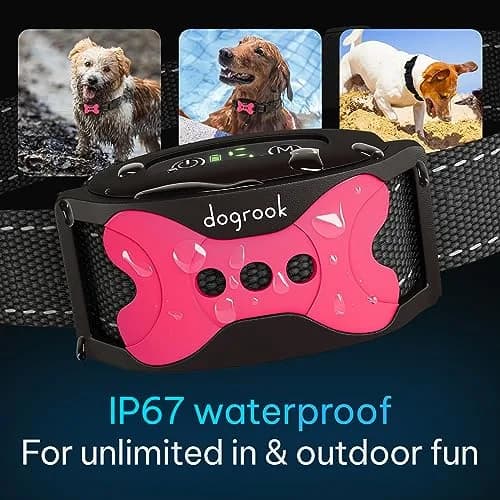 DogRook Humane Rechargeable Bark Collar for Dogs | Beep & Vibration, Waterproof, Pink thumbnail 7