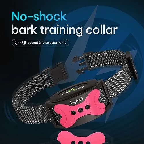 DogRook Humane Rechargeable Bark Collar for Dogs | Beep & Vibration, Waterproof, Pink thumbnail 2