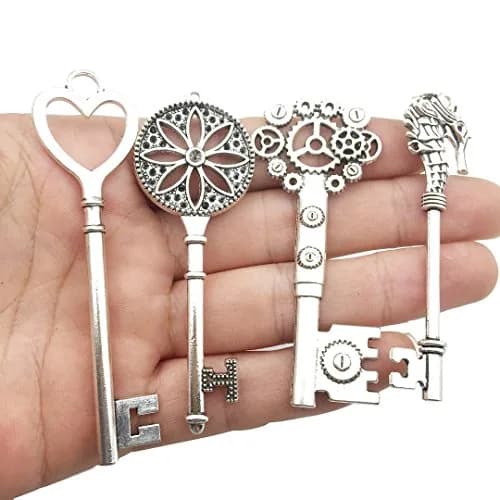 iloveDIYbeads Antique Silver Huge Skeleton Key Charms 55-80mm (12pcs) | Vintage Jewelry Making Pendants thumbnail 5