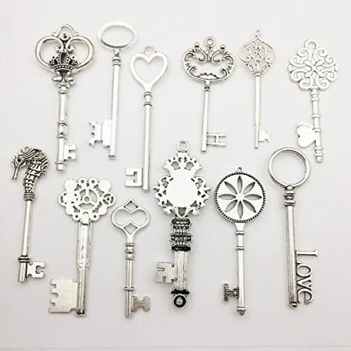iloveDIYbeads Antique Silver Huge Skeleton Key Charms 55-80mm (12pcs) | Vintage Jewelry Making Pendants thumbnail 3
