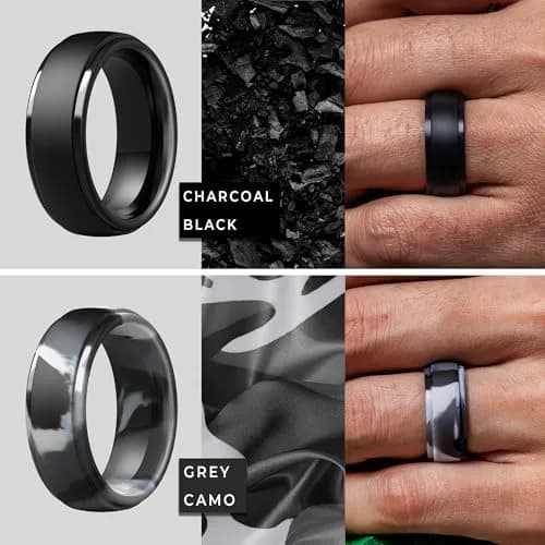 ThunderFit Silicone Rings for Men, 10mm Wide, Step Edge Rubber Wedding Bands, Hypoallergenic & Durable thumbnail 3
