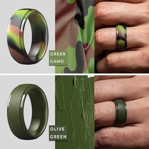 ThunderFit Silicone Rings for Men, 10mm Wide, Step Edge Rubber Wedding Bands, Hypoallergenic & Durable thumbnail 4