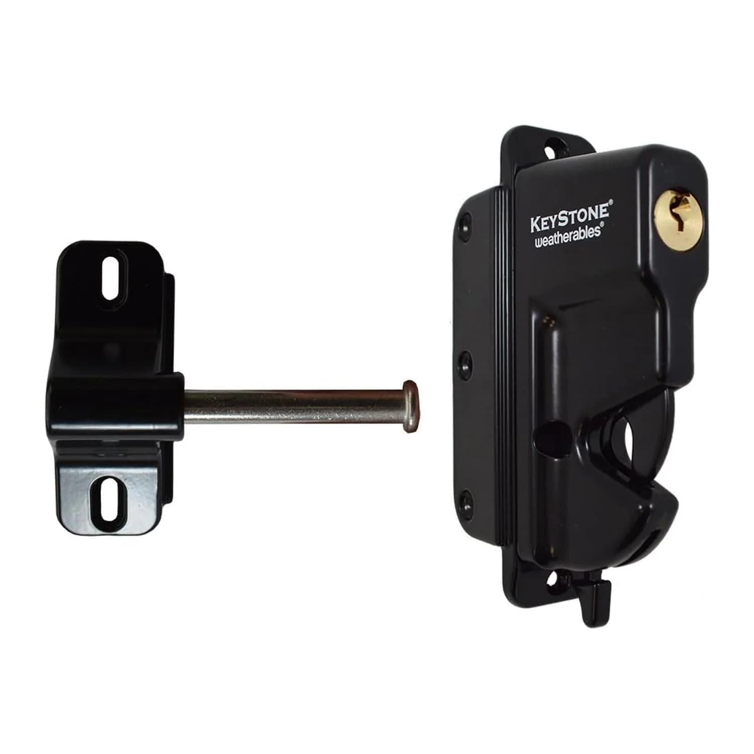 Weatherables Keystone 1-Sided Heavy Duty Lockable Gate Latch | Nylon Polymer Fence Gate Lock (1-Sided, Heavy Duty, Lockable) — Black