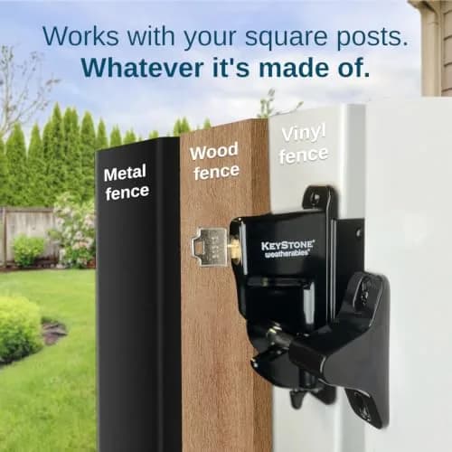 Weatherables Keystone Gate Latch Heavy Duty Zinc Lockable 1-Sided | Fits Metal, Wood & Vinyl Fences thumbnail 4