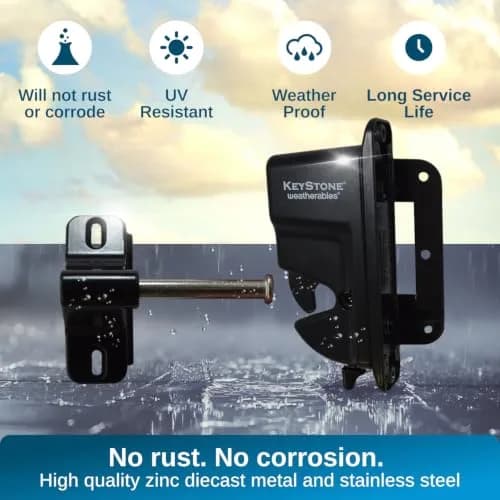 Weatherables Keystone Gate Latch Heavy Duty Zinc Lockable 1-Sided | Fits Metal, Wood & Vinyl Fences thumbnail 5