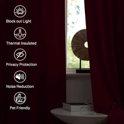 StangH Theater Red Velvet Curtains 52"W x 84"L | Luxurious, Thermal, Privacy (70-120 chars) thumbnail 6