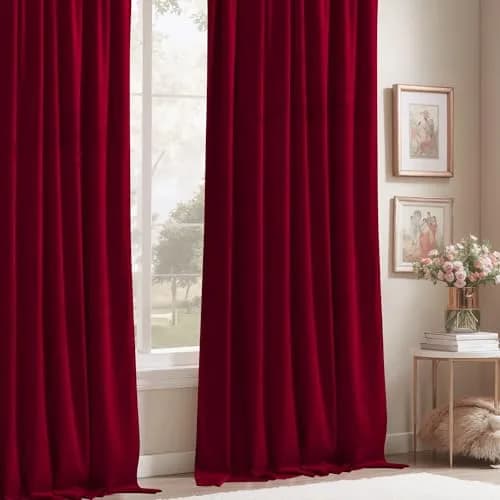 StangH Theater Red Velvet Curtains 52"W x 84"L | Luxurious, Thermal, Privacy (70-120 chars) thumbnail 7