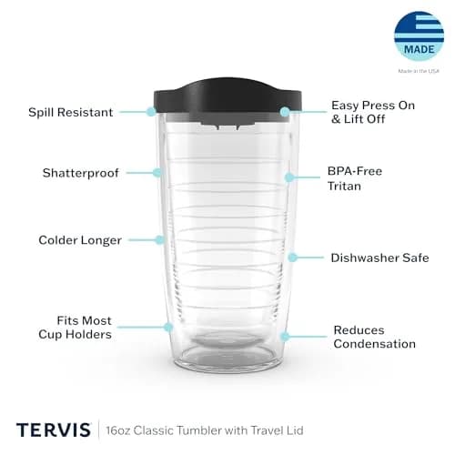 Tervis 16oz Clear & Colorful Lidded Insulated Tumbler | Keeps Drinks Hot & Cold, Made in USA thumbnail 3