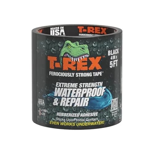 T-REX Heavy Duty Waterproof Repair Tape 10 cm x 1.5 m (4 in x 5 ft) Black | Bonds Wet, Rough, Dirty Surfaces - main product image