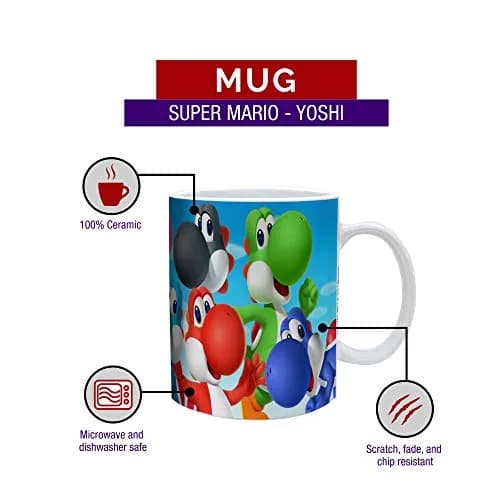Pyramid America Super Mario Yoshi Mug - 11 oz. Ceramic Cup for Coffee, Cocoa & Tea Drinkers - Chip Resistant & Printed Both Sides thumbnail 9
