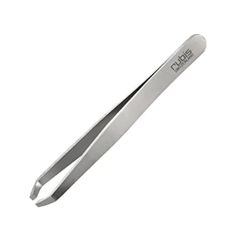 Rubis Classic Slant Tip Tweezers 1.3cm (0.5in) | Swiss Made Precision for Eyebrows & Fine Hairs — Silver