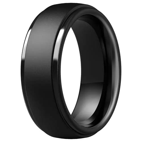 ThunderFit Step Edge Silicone Wedding Ring for Men, 10mm Wide, Size 6.5-7 (17.35mm) | Safe for Active Lifestyles thumbnail 1