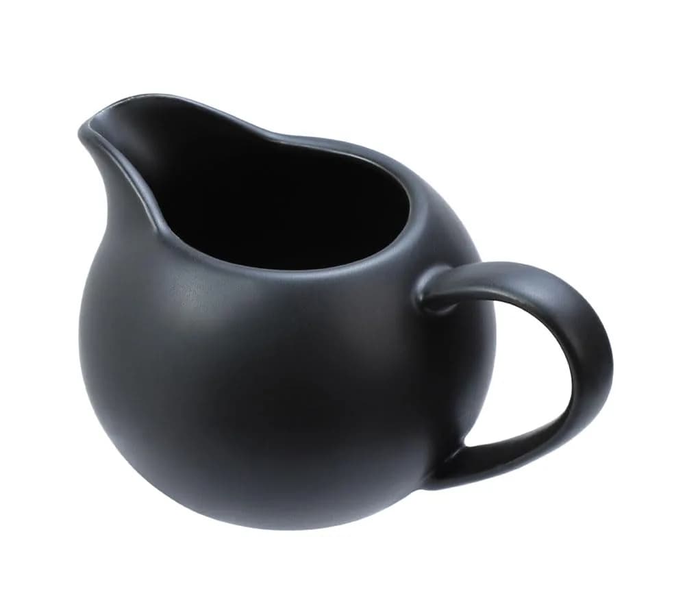 FUYU Matte Ceramic Creamer with Handle, 8oz | Small Coffee Milk Pitcher for Home & Kitchen — Black